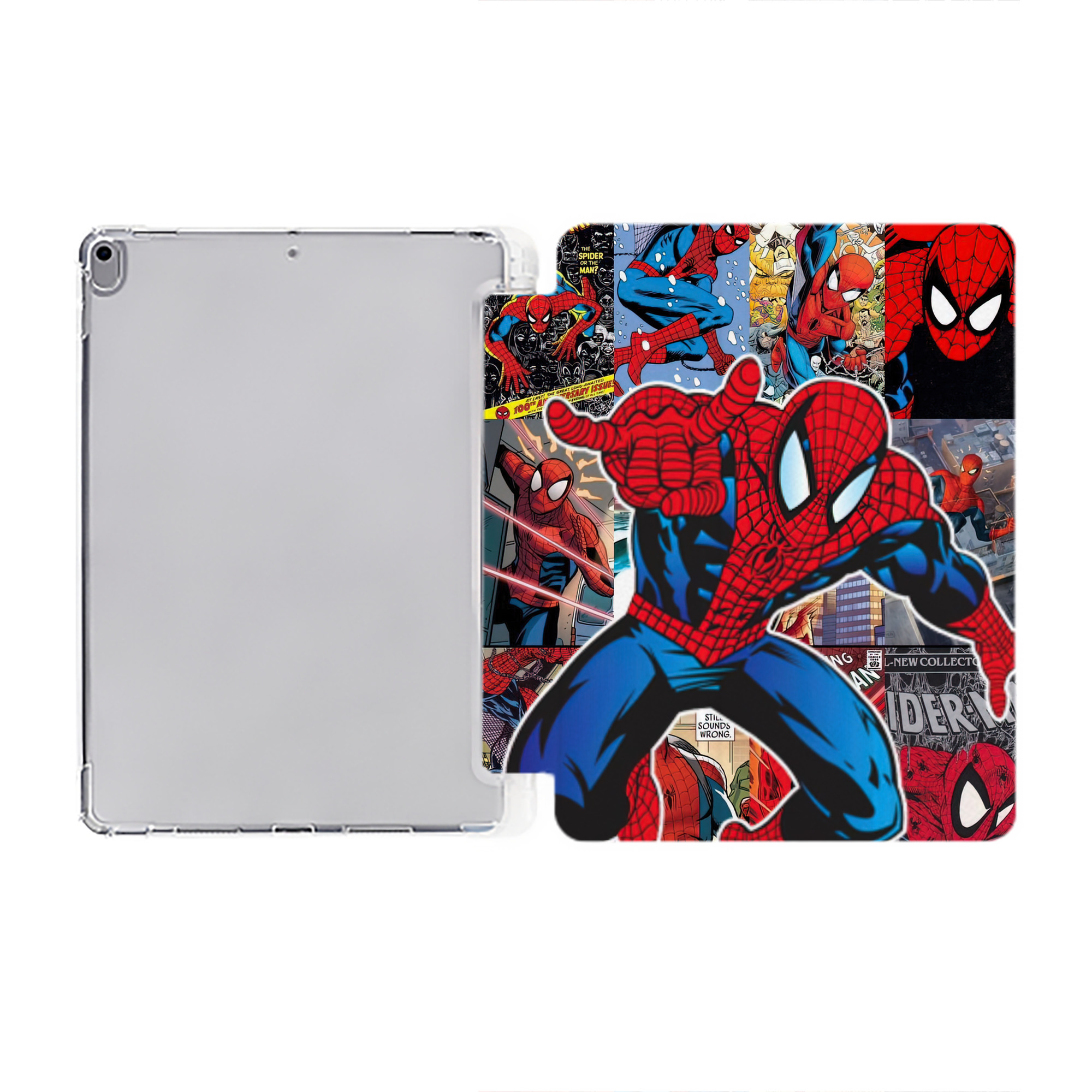 （画像用） Spider Man スパイダーマン IPad ケース ペン収納付き 三つ折りスタンド PUレザー×シリコン 対応機種9.5/10.5/10.9インチ